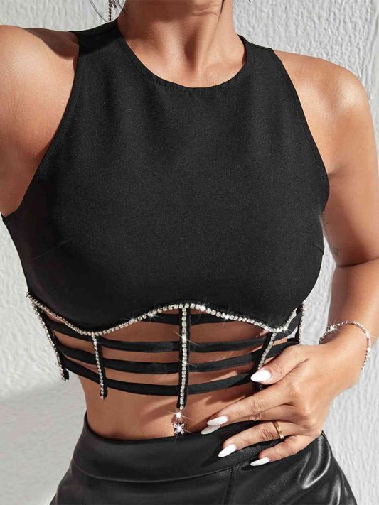 After Party Rhinestone Decor Crop Top